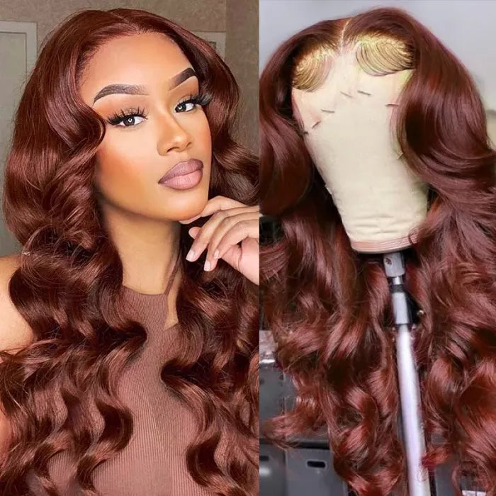 Glueless Ginger Wigs 13x4 HD Lace Front Wig Body Wave Human Hair Wigs  Highlight Blonde Colored Wig