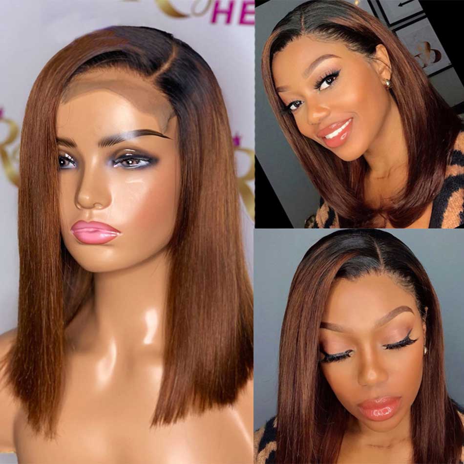 Ombre Brown 613 Colored Lace Front Wig Human Hair Glueless Wig