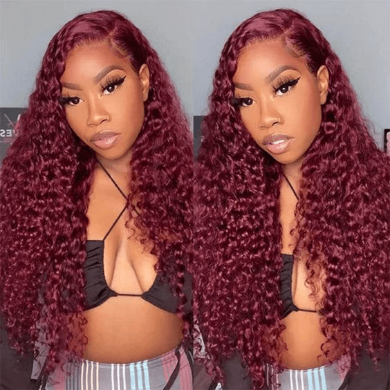 Tuneful Glueless Burgundy Color 13x6 5x5 4x6 Glueless Lace Front Closure Human Hair Wigs Curly Wigs