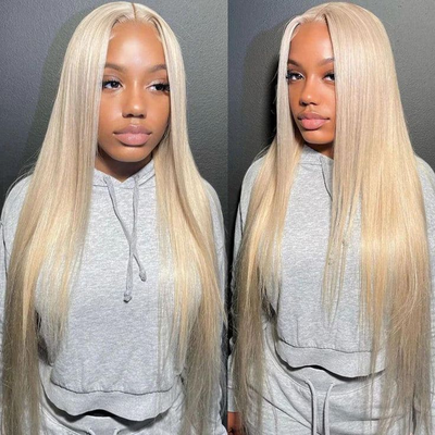 [2Wigs 13x6] Blonde Straight & Natural Black Jerry Curly 24 Inches Lace Frontal Wigs