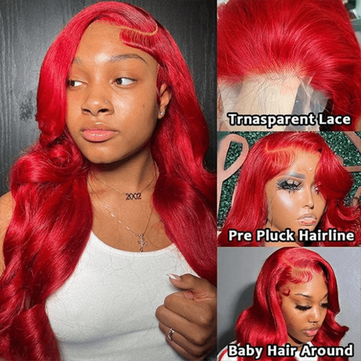 [2Wigs 13x6] Body Wave 1B Color & Red Colored 28 Inches Lace Frontal Wigs