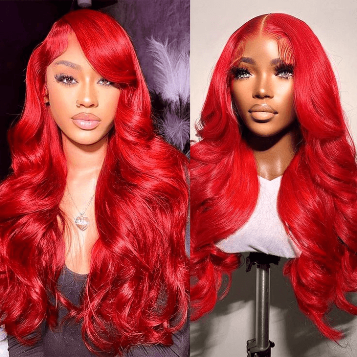 [2Wigs 13x6] Body Wave 1B Color & Red Colored 28 Inches Lace Frontal Wigs