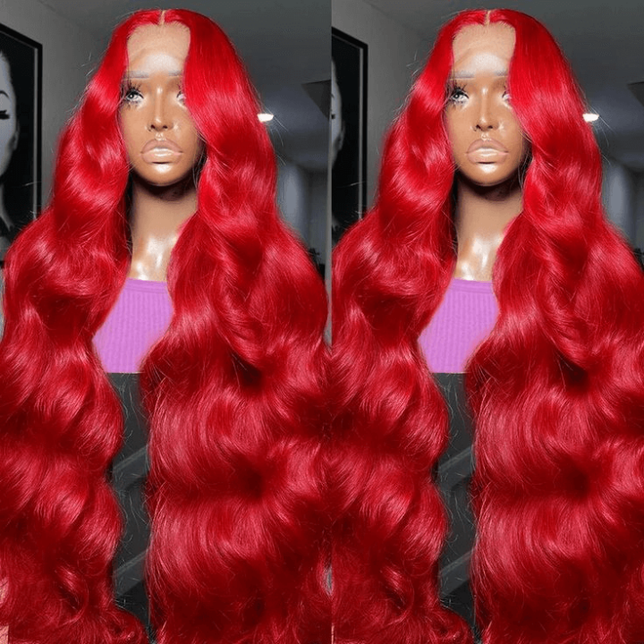 [2Wigs 13x6] Body Wave 1B Color & Red Colored 24 Inches Lace Frontal Wigs