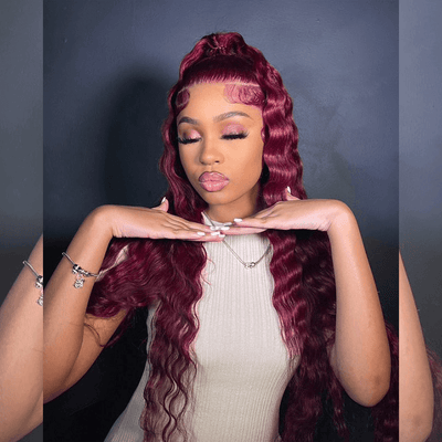 Tuneful Burgundy Color Deep Wave 13x6 5x5 4x6 Glueless Lace Front Closure Human Hair Wigs