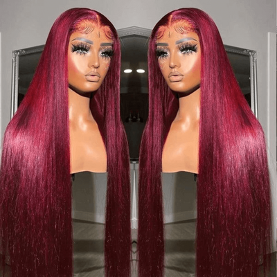 [2Wigs 13x6] Ginger Colored & 99J Colored 28 Inches Lace Frontal Wigs