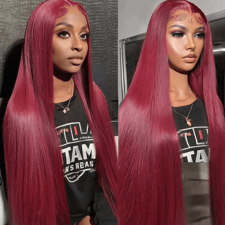 [2Wigs 13x6] Ginger Colored & 99J Colored 28 Inches Lace Frontal Wigs