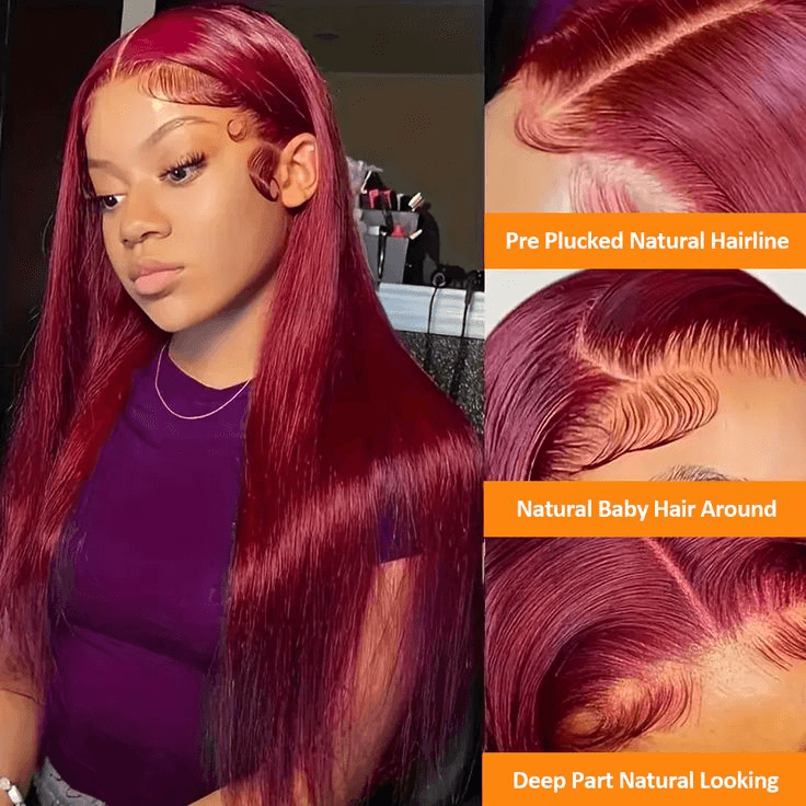 [2Wigs 13x6] Ginger Colored & 99J Colored 28 Inches Lace Frontal Wigs