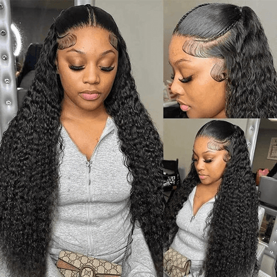 [2Wigs 13x6] Blonde Straight & Natural Black Jerry Curly 28 Inches Lace Frontal Wigs