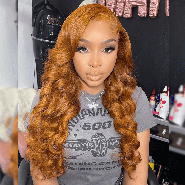 Tuneful Super Deal Ginger Colored 4x6 Ready Go 13x6 Lace Frontal Human Hair Wigs 180% Density