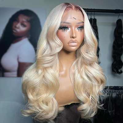 Tuneful Ombre Blonde 4/613 Colored 13x6 Lace Front Human Hair 613 Frontal Wigs 210% Density