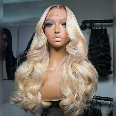 Tuneful Ombre Blonde 4/613 Colored 13x6 Lace Front Human Hair 613 Frontal Wigs 210% Density