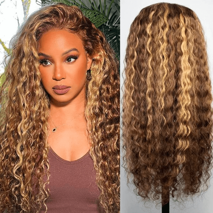 Tuneful Highlight Colored Water Wave 13x6 5x5 4x6 Lace Front Closure Human Hair 180% Density Wigs