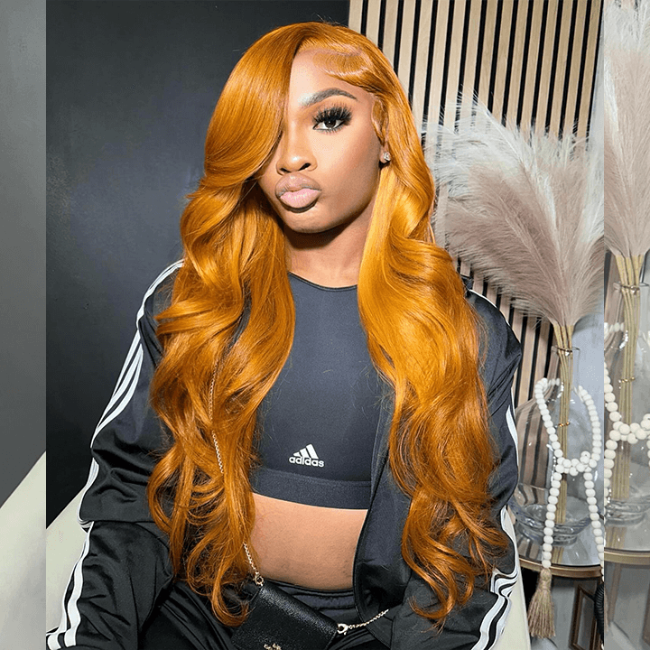 Tuneful Light Ginger 13x6 4x6 Lace Front Closure Ready To Wear Colored Glueless Human Hair Wigs