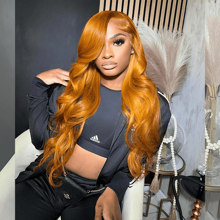 Tuneful Light Ginger 13x6 4x6 Lace Front Closure Ready To Wear Colored Glueless Human Hair Wigs