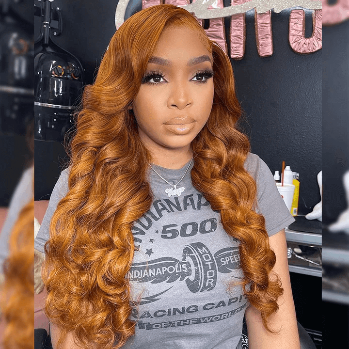 Tuneful Super Deal Ginger Colored 4x6 Ready Go 13x6 Lace Frontal Human Hair Wigs 180% Density