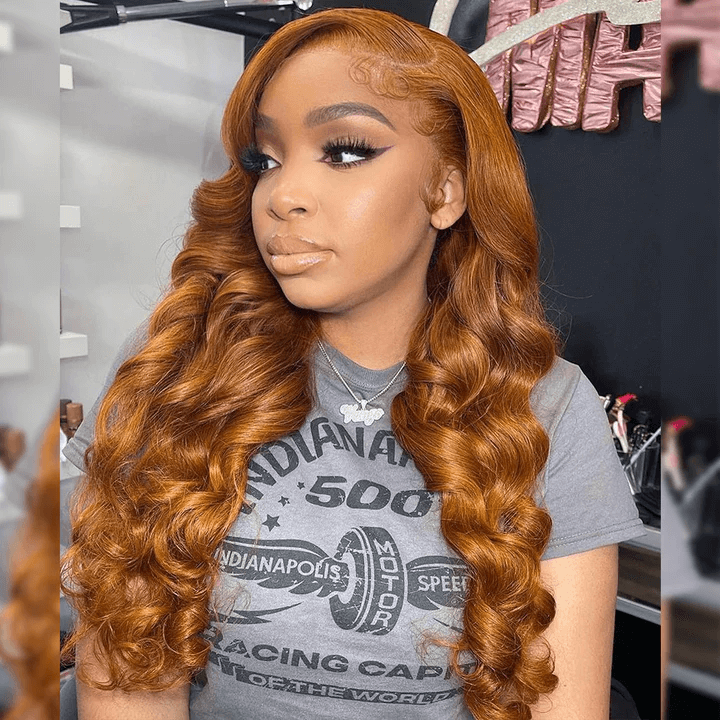 Tuneful Super Deal Ginger Colored 4x6 Ready Go 13x6 Lace Frontal Human Hair Wigs 180% Density