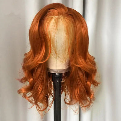 Tuneful Glueless Elegant Ginger Colored 13x6 Lace Front 4x6 Wear Go Human Hair Body Wave Bob  180% Density Wigs