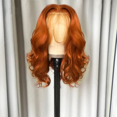 Tuneful Glueless Elegant Ginger Colored 13x6 Lace Front 4x6 Wear Go Human Hair Body Wave Bob  180% Density Wigs