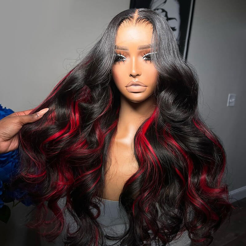 Tuneful Red Highlight Colored 13x6 5x5 4x6 Lace Front Human Hair Body Wave Wigs