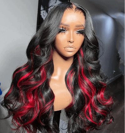 Tuneful Red Highlight Colored 13x6 5x5 4x6 Lace Front Human Hair Body Wave Wigs