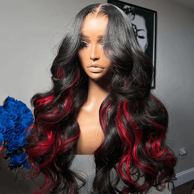 Tuneful Red Highlight Colored 13x6 5x5 4x6 Lace Front Human Hair Body Wave Wigs