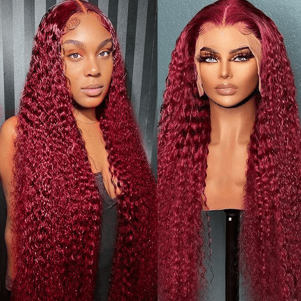 Tuneful Glueless Burgundy Color 13x6 5x5 4x6 Glueless Lace Front Closure Human Hair Wigs Curly Wigs