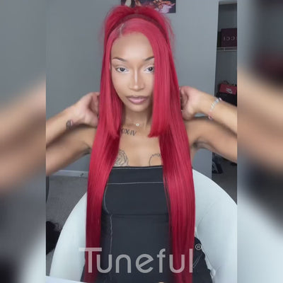 Tuneful Super Deal Red Colored 13x6 Lace Frontal 10A Virgin Human Hair Wigs